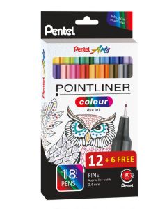 Pentel Fijnschrijver Pointliner S40-18 (12+6 gratis) Set 0,4