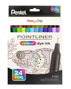 Pentel Fijnschrijver Pointliner S40-24 Kleuren Set 0,4