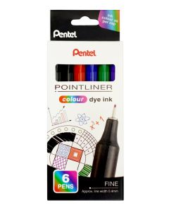 Pentel Fijnschrijver Pointliner S40-6 Kleuren Set 0,4